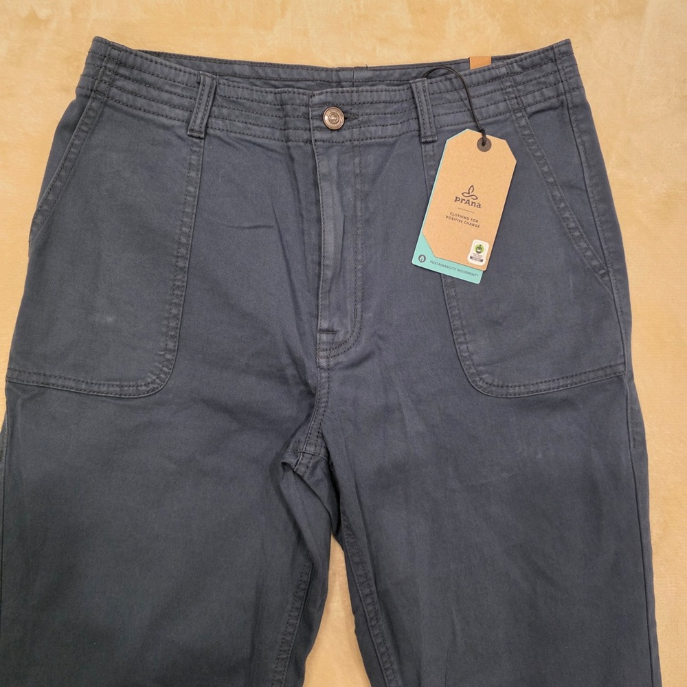 prAna Sancho Slim Pant Womens 8 Dark Sky Organic Cotton High Rise NEW - Picture 2 of 7